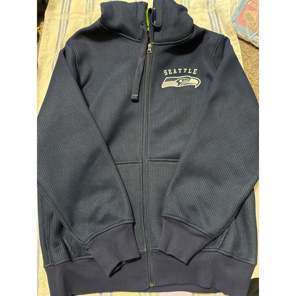 Seattle Seahawks Hoodie Mens Large NFL Jacket Fleece Lined Full Zip Blue Green